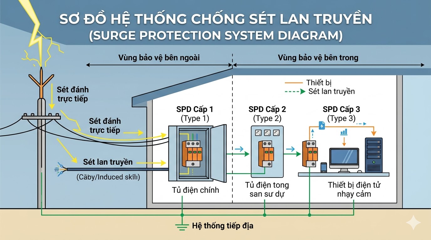 GIẢI PHÁP CHỐNG SÉT LAN TRUYỀN