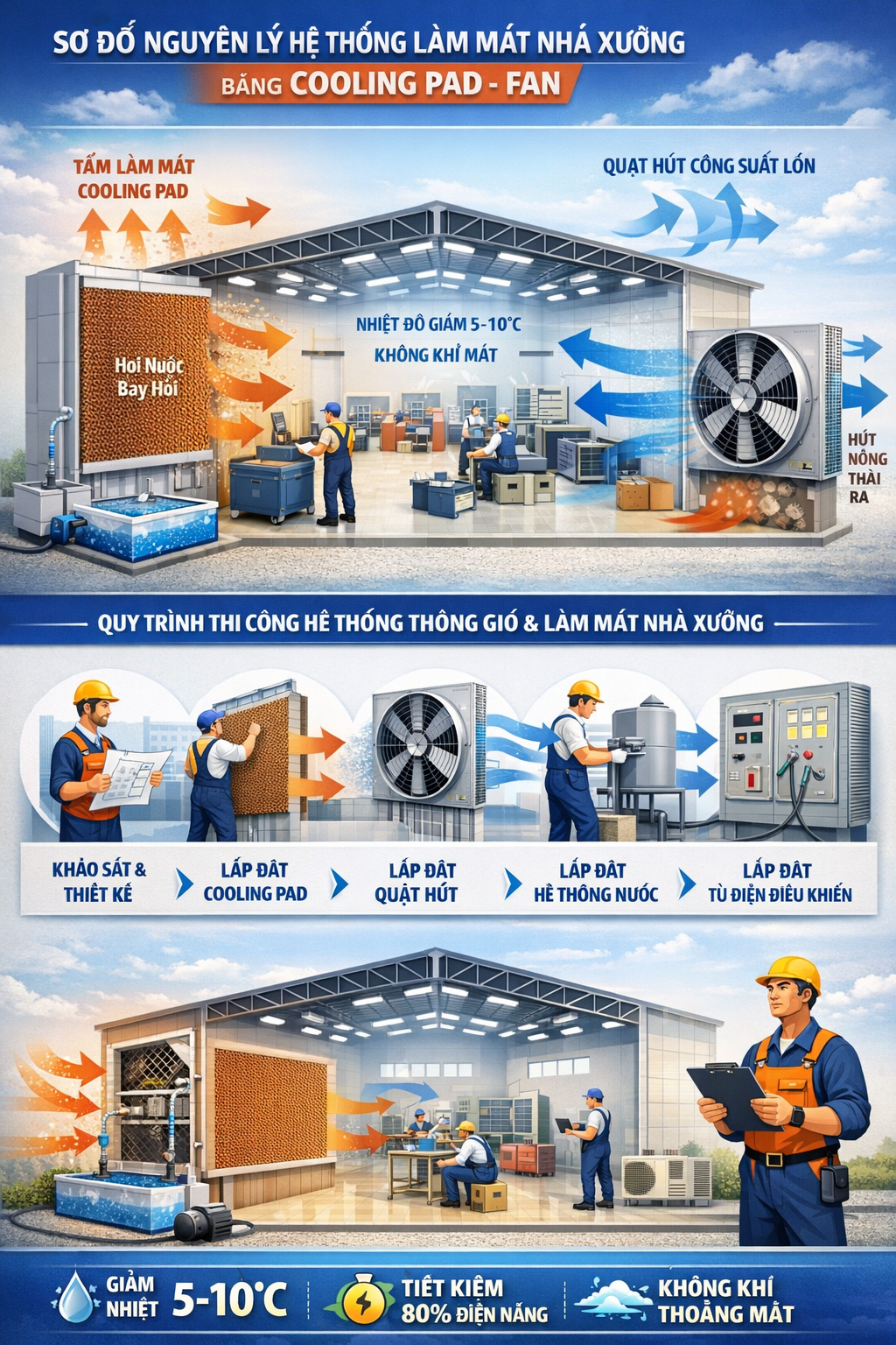 QUY TRÌNH THI CÔNG HỆ THỐNG THÔNG GIÓ NHÀ XƯỞNG