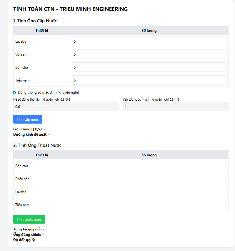 CHỌN KÍCH THƯỚC ỐNG TRONG THIẾT KẾ CẤP THOÁT NƯỚC