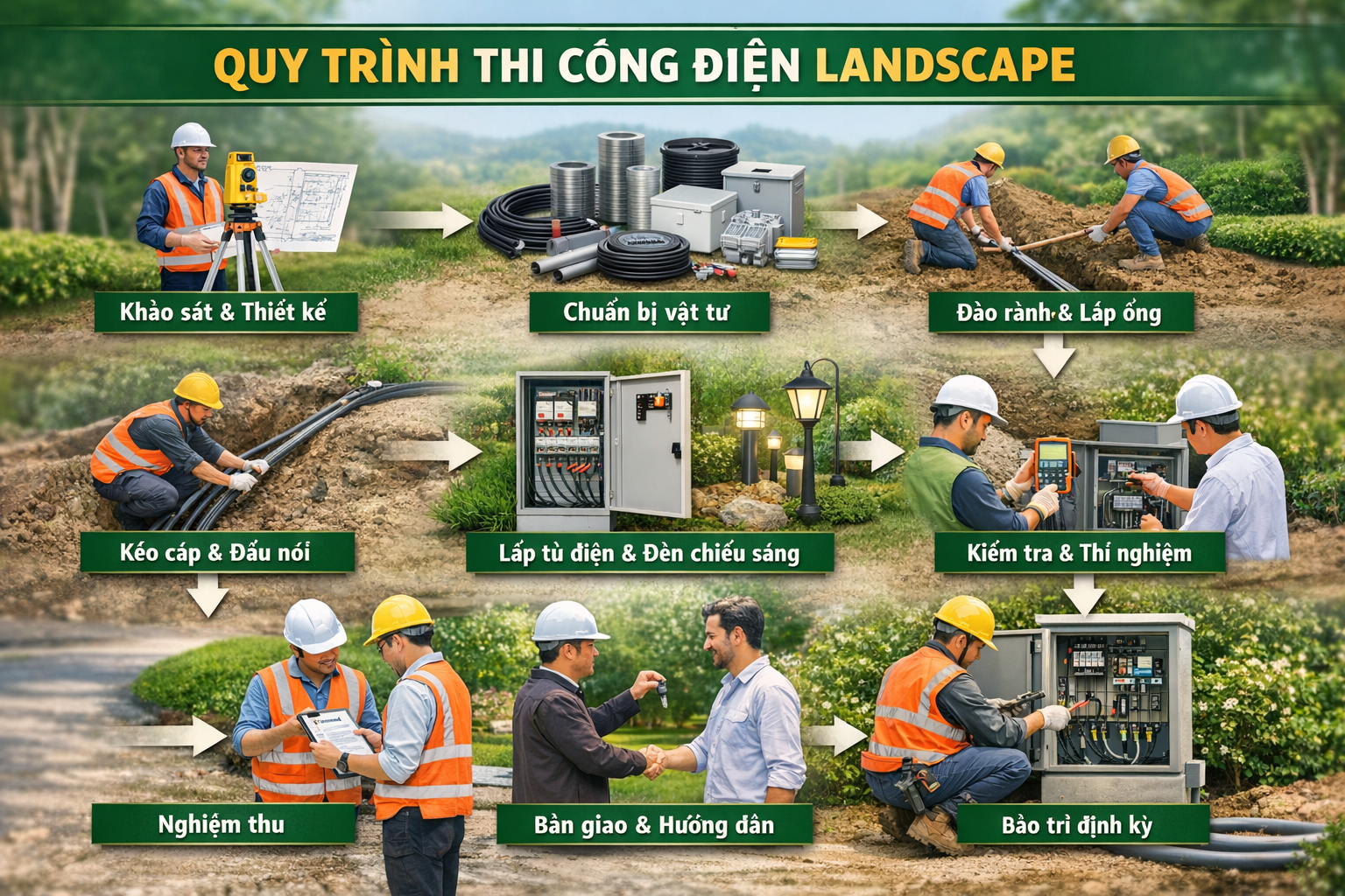 10 LƯU Ý KHI THI CÔNG ĐIỆN HẠ TẦNG & LANDSCAPE