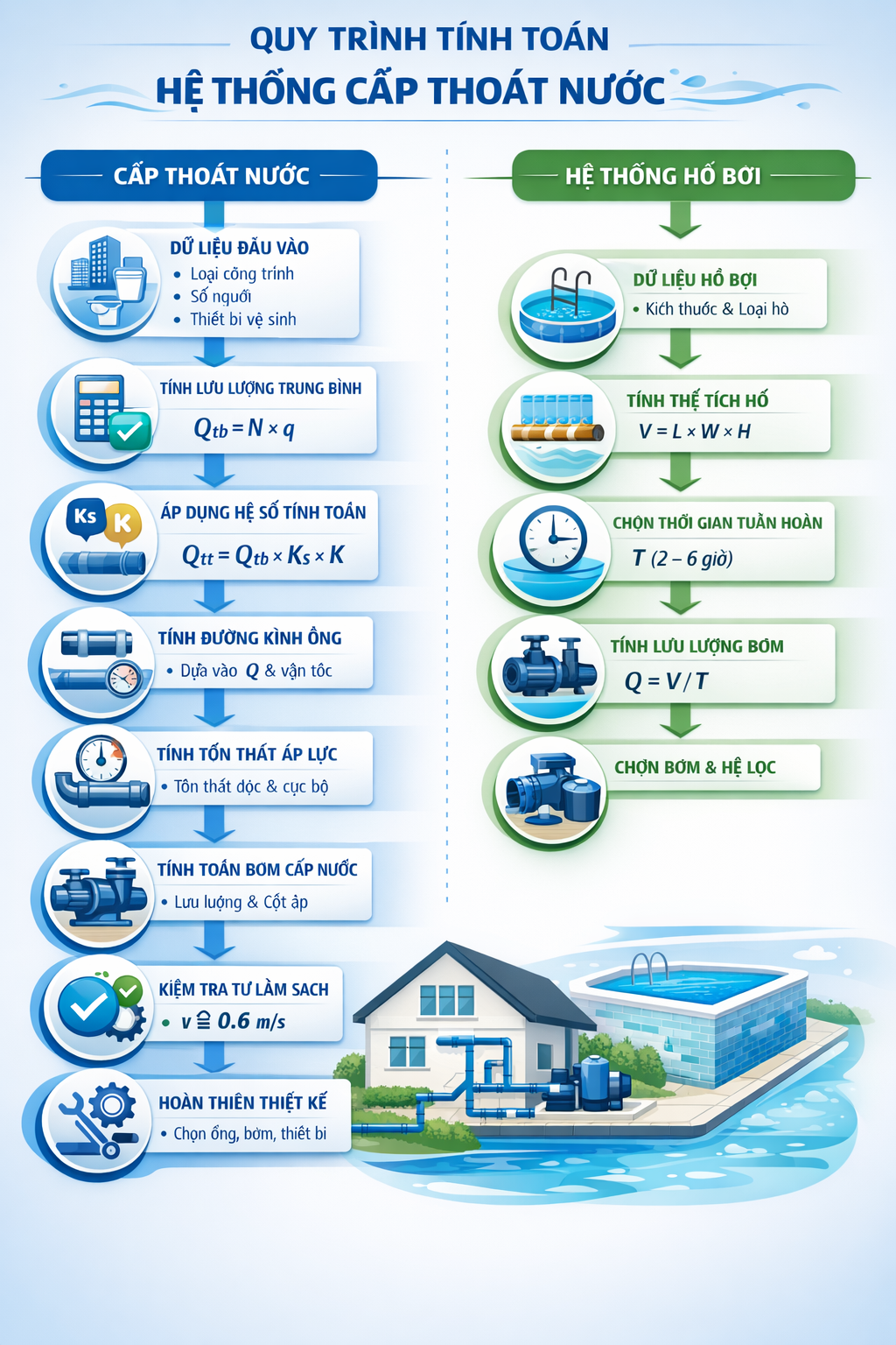 LẬP BẢNG TÍNH THIẾT KẾ CẤP THOÁT NƯỚC