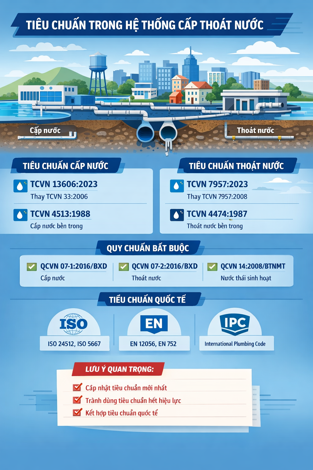 TIÊU CHUẨN THIẾT KẾ - THI CÔNG HỆ THỐNG CẤP THOÁT NƯỚC