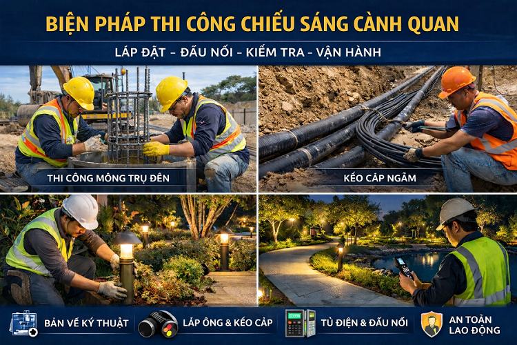 BIỆN PHÁP THI CÔNG CHIẾU SÁNG CẢNH QUAN
