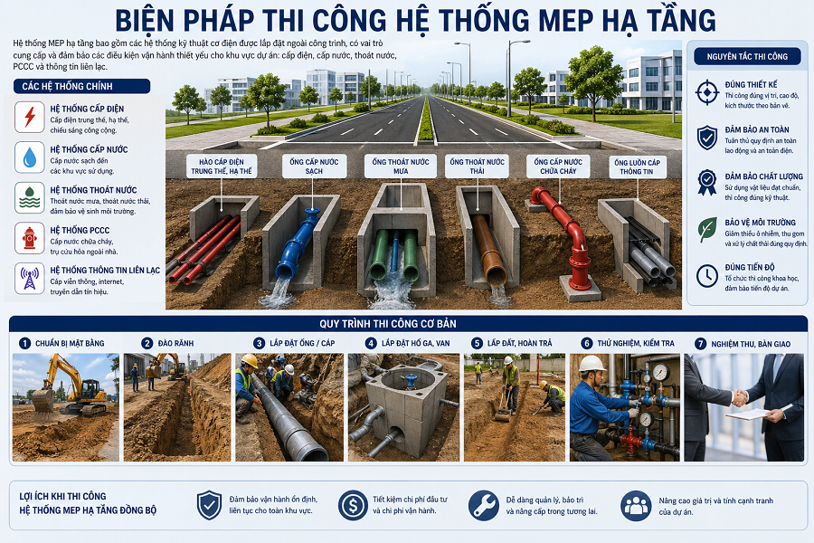 BIỆN PHÁP THI CÔNG HỆ THỐNG MEP HẠ TẦNG