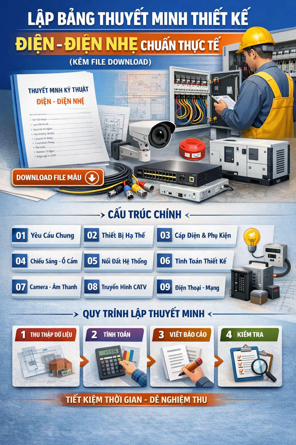 LẬP BẢNG THUYẾT MINH THIẾT KẾ ĐIỆN- ĐIỆN NHẸ