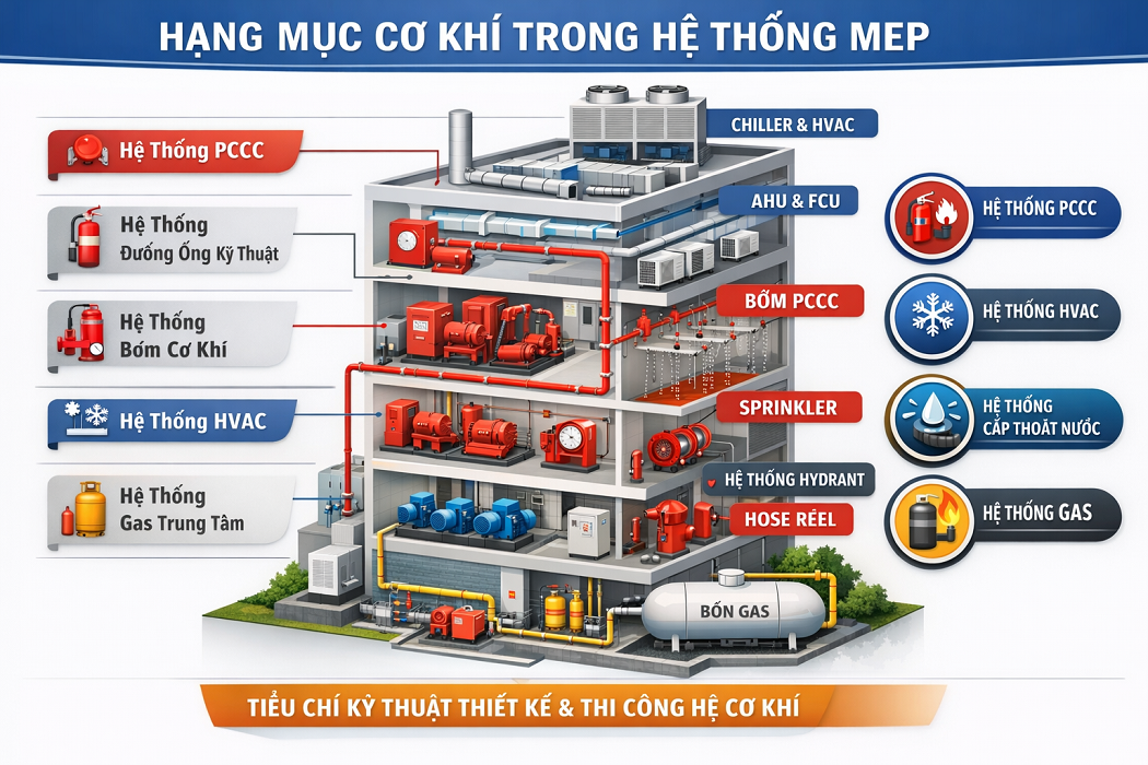 TIÊU CHÍ KỸ THUẬT HẠNG MỤC CƠ KHÍ TRONG HỆ THỐNG MEP