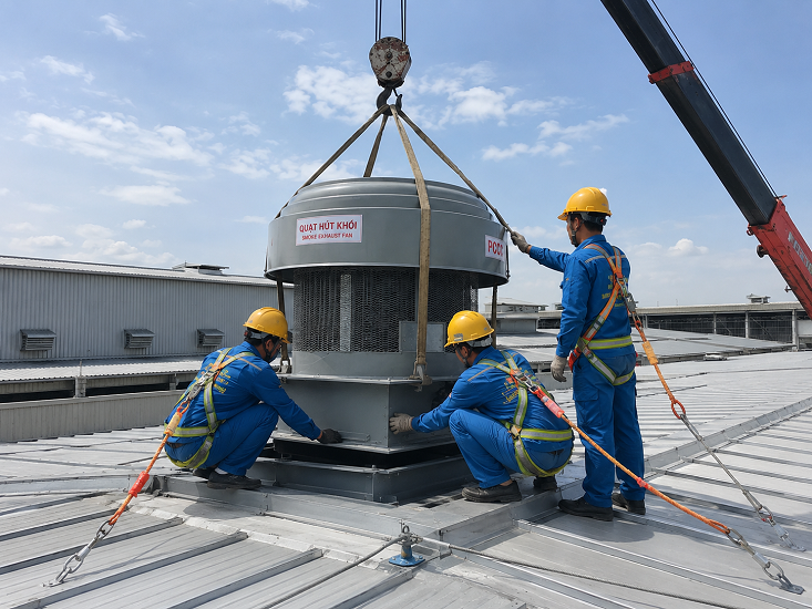Biện pháp thi công quạt thông gió nhà xưởng