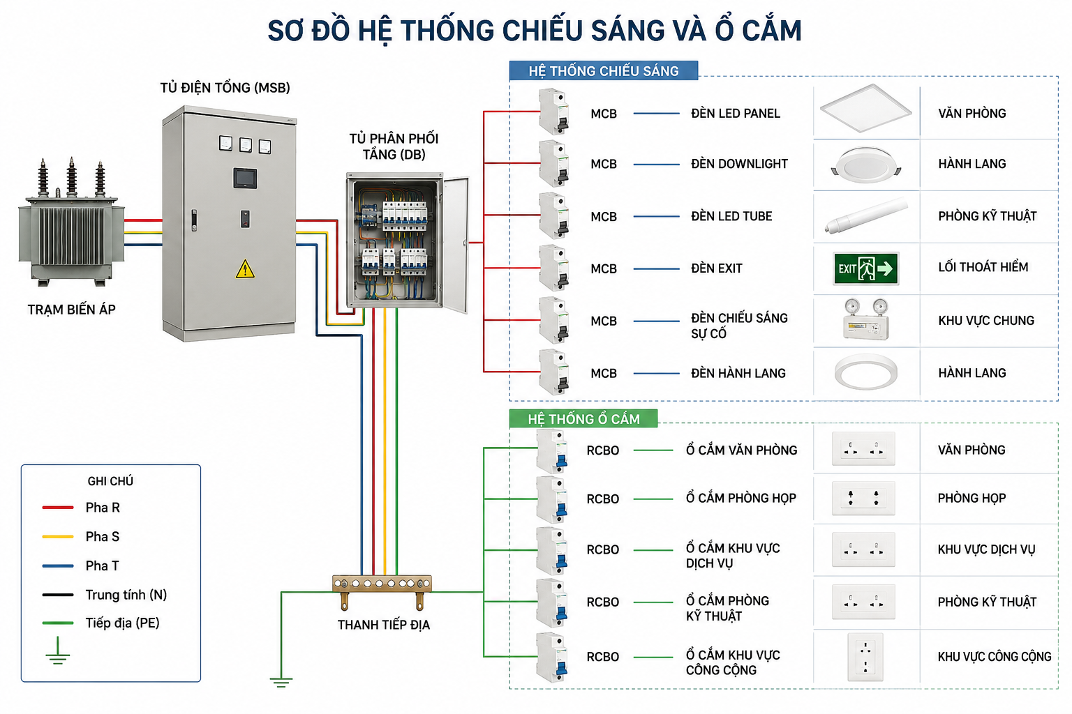Hướng dẫn vận hành hệ thống chiếu sáng và ổ cắm