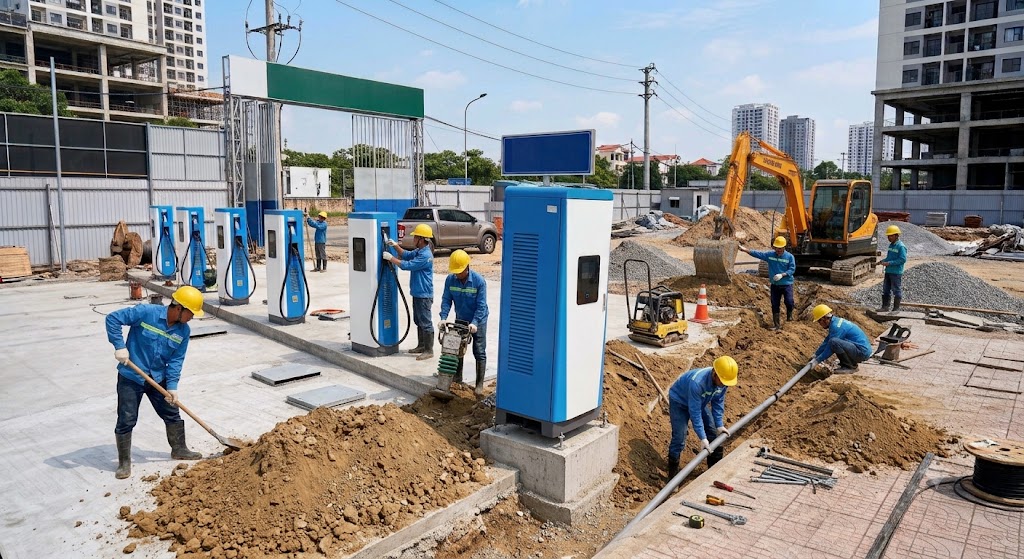 thi công trạm sạc